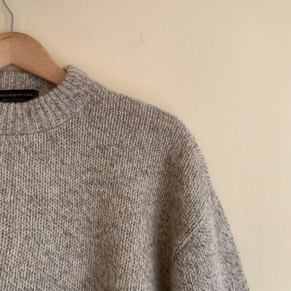 VINTAGE Continental Oatmeal Crewneck Wool Sweater Made in USA - Picture 4 of 10